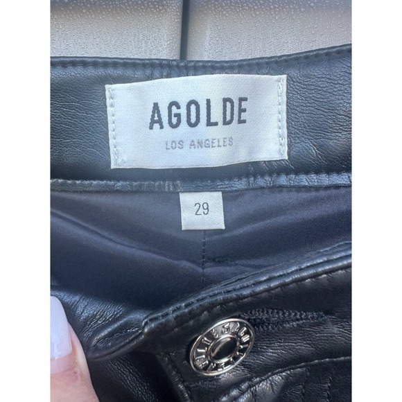 AGOLDE Black High Rise Recycled Leather Relaxed Boot in Detox Black Size 29 - Picture 9 of 11